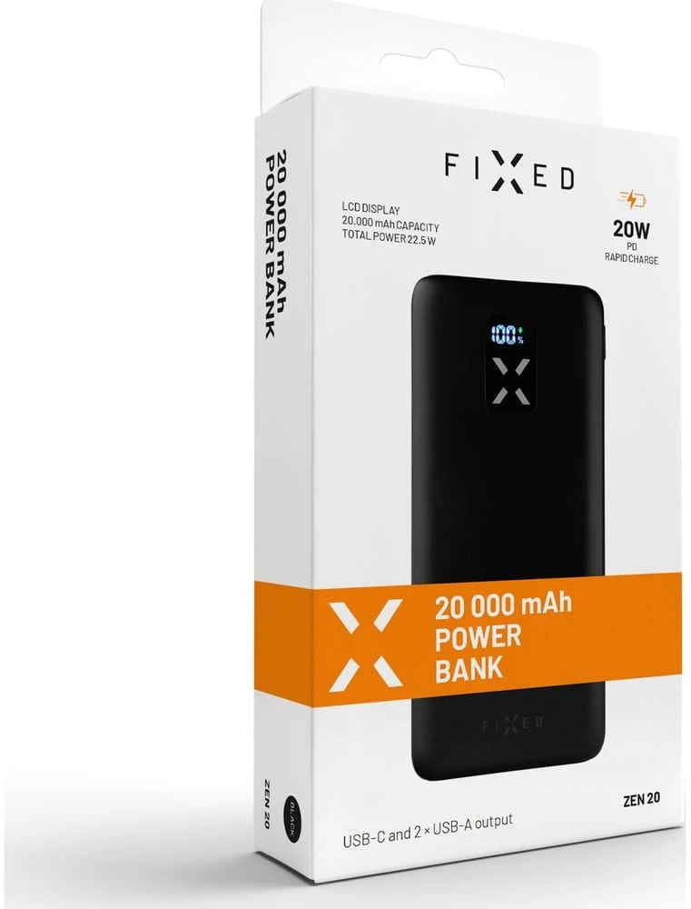 Fixed | Power Bank | Zen | 20000 mAh | Juodas