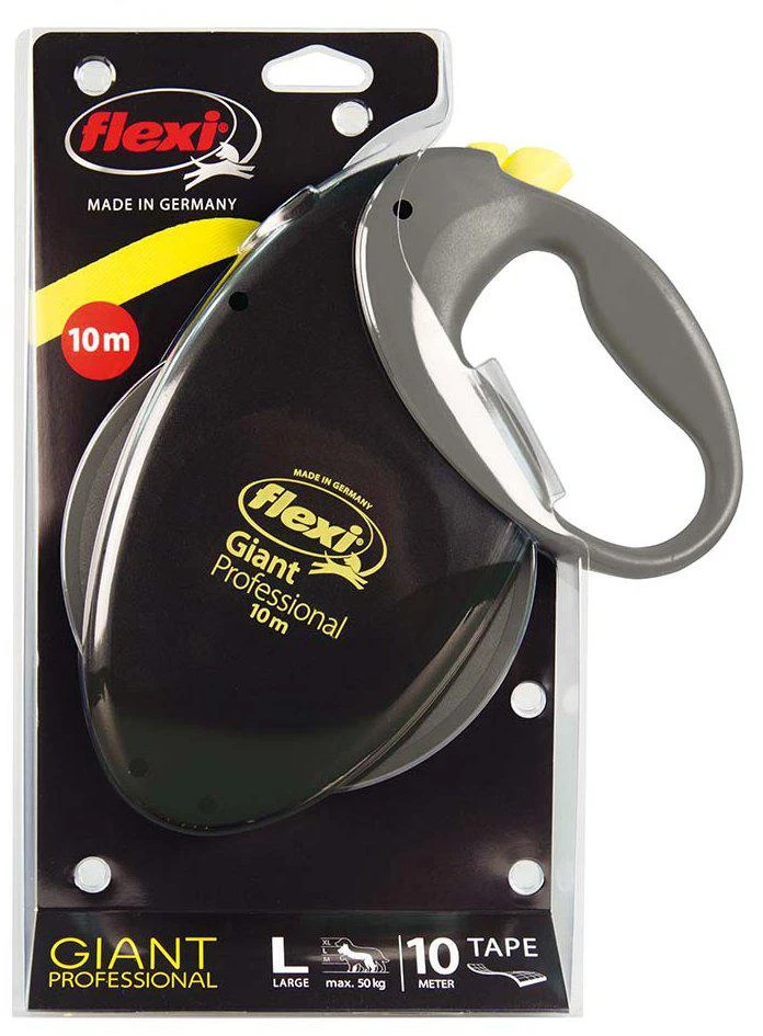 Flexi Giant Profesional Automatinis juostinis pavadėlis, 10 m / šunims iki 50kg / spalva: juoda ir pilka