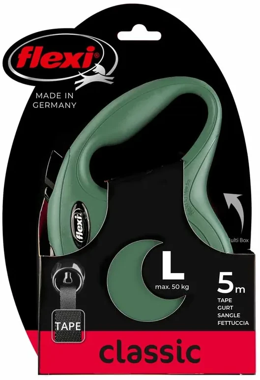 Trixie FLEXI pavadėlis šuniui Classic L Tape juostinis 5m, alyvuogių žalia
