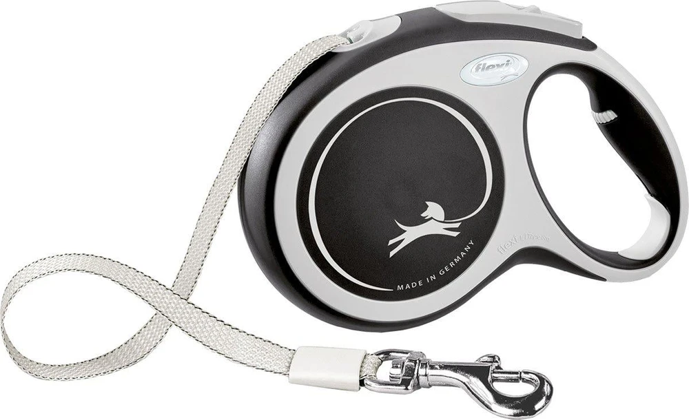 Flexi New Comfort Automatinis juostinis pavadėlis, 8 m / šunims iki 50kg / spalva: juoda ir balta