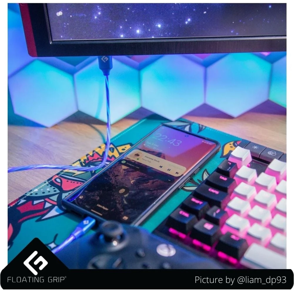„Floating Grip“ 0,5M LED USB-C laidas (mėlynas)