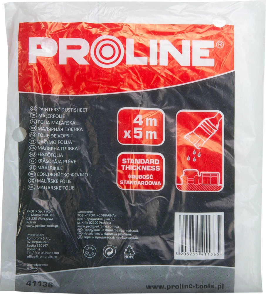 Folia Dažymo folija bgr (storis: apie 45 mikronai) 4x5m LDPE exstrong proline