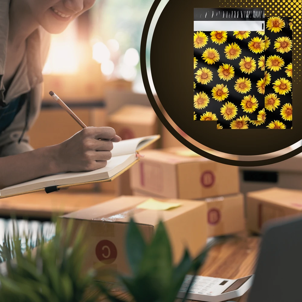 Foliopaki KURJERIO FOLIJOS PAKUOTĖS STIPRUS FOLIJOS VOKAI 255x370 SAULĖGRĄŽOS 50 vnt.