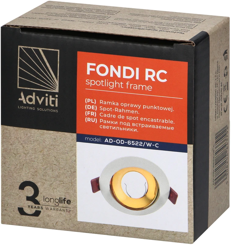 Orno FONDI RC dekoratyvinis prožektoriaus rėmelis, MR16/GU10, maks. 50 W, apvalus, fiksuotas, aliuminis, baltai auksinis