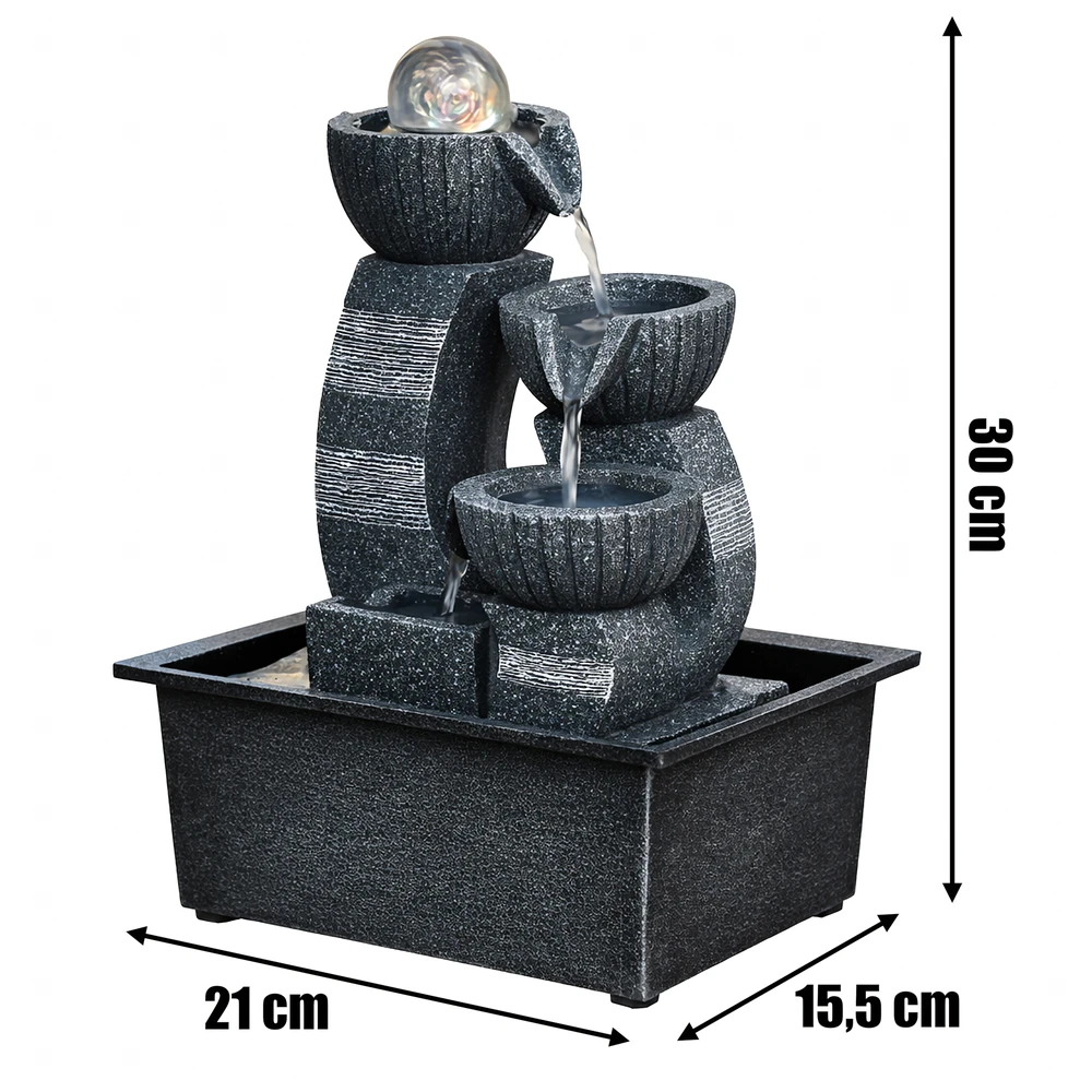 Fontanna Dekoratyvinis sodo stalo fontanas, dekoratyvus LED, 30x15,5x21 cm