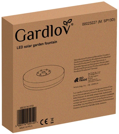 Gardlov 23227 LED saulės sodo fontanas