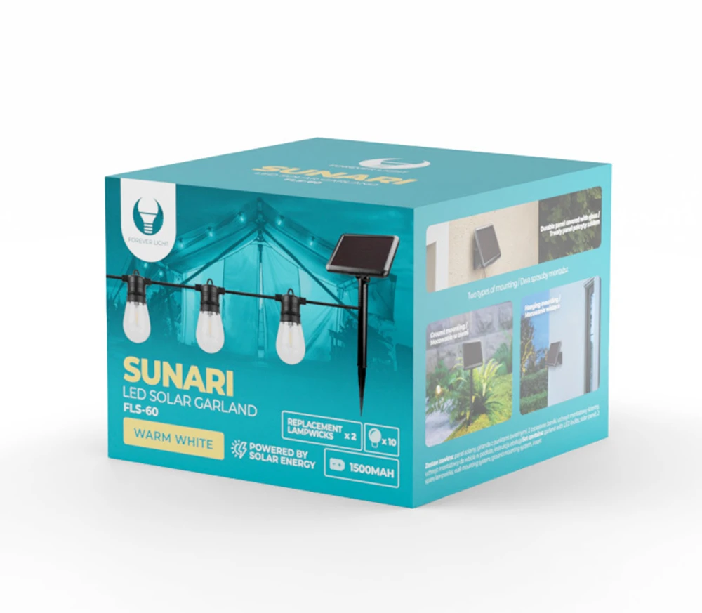 "Forever Light" LED saulės girlianda SUNARI FLS-60 7,5 m 10 lempučių IP44