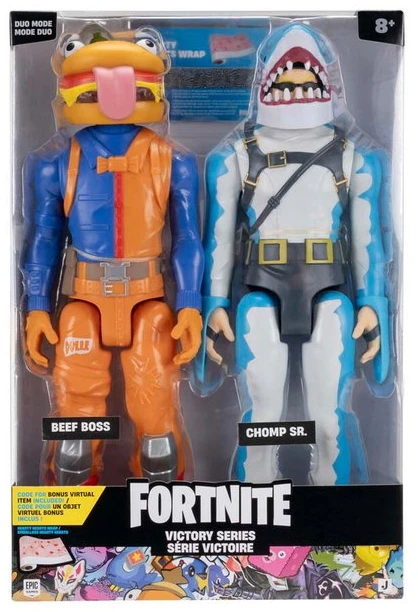 „Fortnite“ – „Victory Duo Mode“ figūrėlės 30 cm – jautienos bosas ir Chompas vyresnysis.