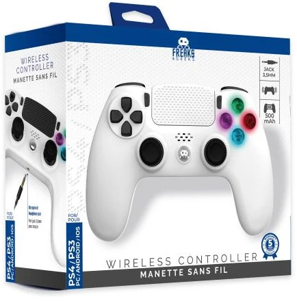Freaks And Geeks - belaidis PS4 valdiklis su 3,5 mm lizdu - LED - Baltas