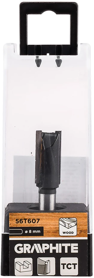 Frez Tiesus medžio pjaustytuvas, dviejų griovelių, kietmetalio, 12 x 25 mm, 8 mm kotas