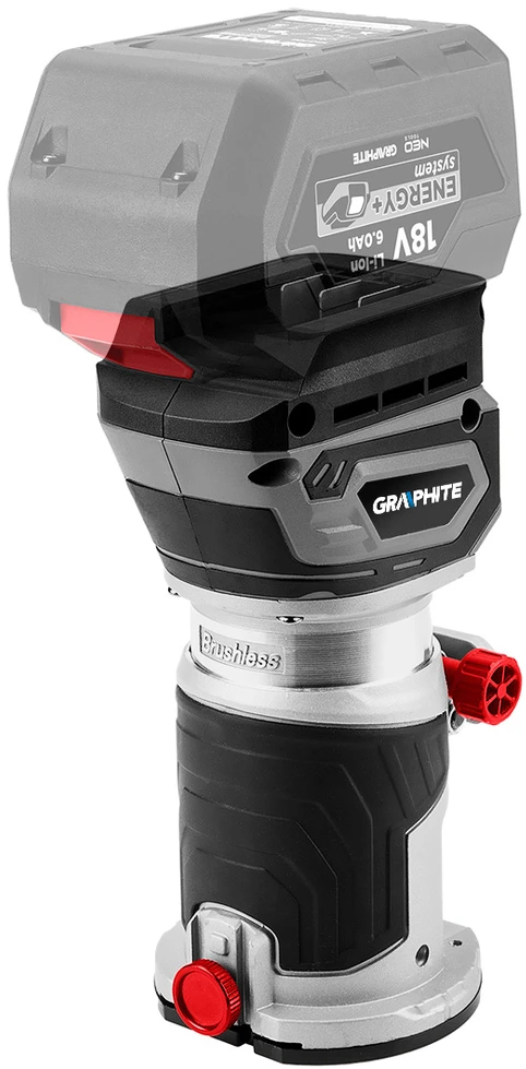 Graphite Frezarka „Energy+“ 18 V bešepetėlinis akumuliatorinis frezavimo staklės