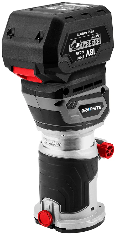 Graphite Frezarka „Energy+“ 18 V bešepetėlinis akumuliatorinis frezavimo staklės