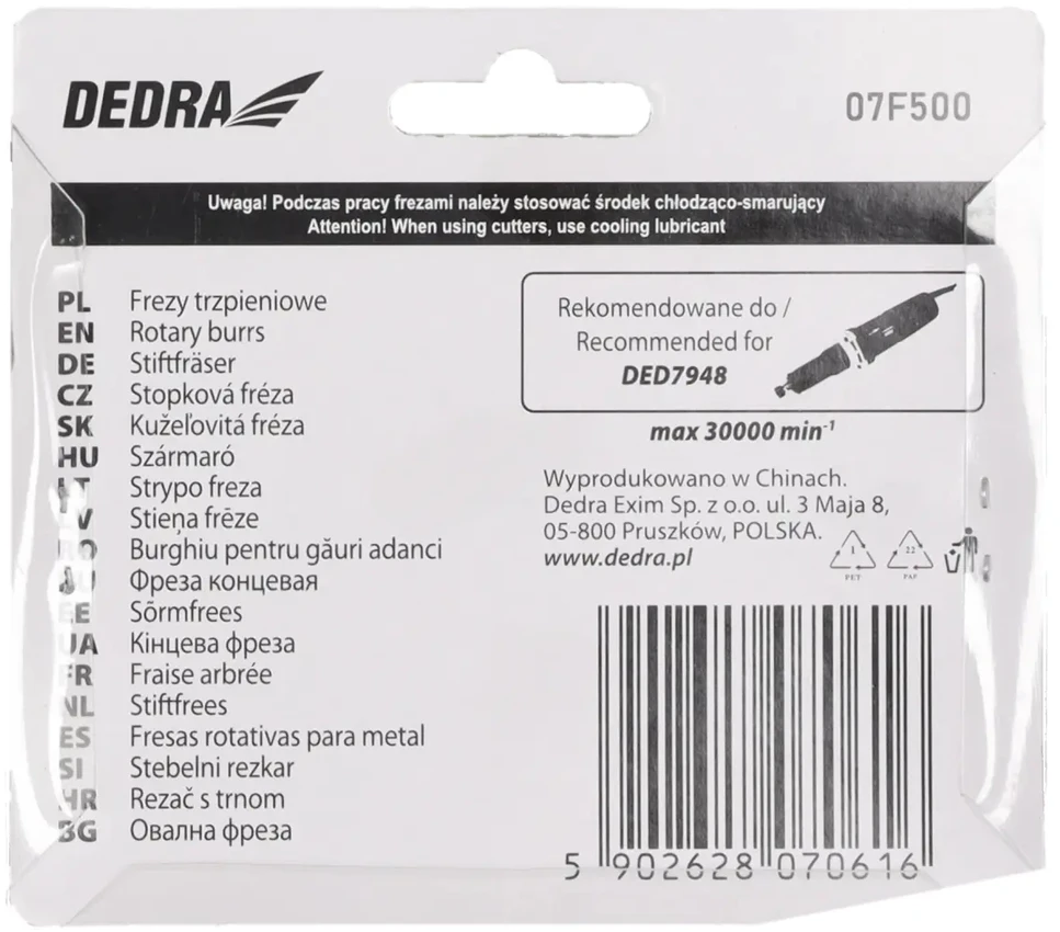 Dedra Frezy HSS metalinio koto frezos