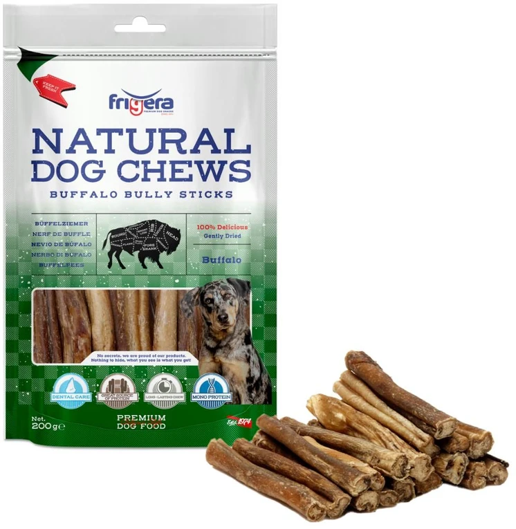 Frigera - Natūralūs šunų kramtukai Buffalo bully stickles 200 g - (402285851853)