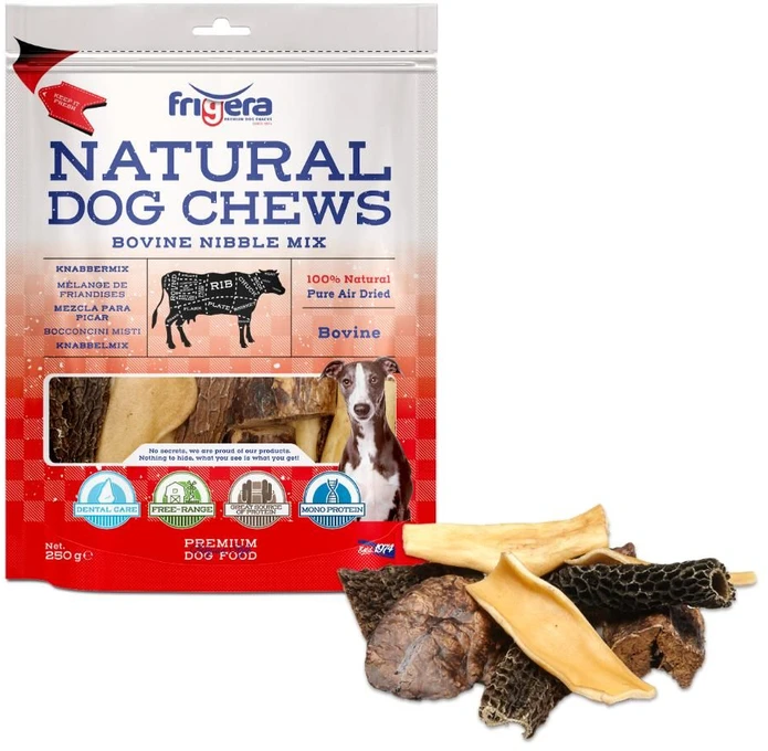 Frigera - Natūralūs šunų kramtukai, jautienos užkandžių mišinys, 250 g - (402285851815)