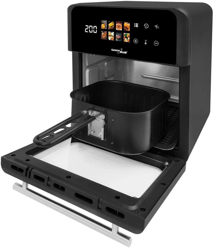 „GreenBlue AIR FRYER“ oro gruzdintuvė be aliejaus, 1800 W, 10 l talpa, 8 programos, priedai, laikmatis, GB950