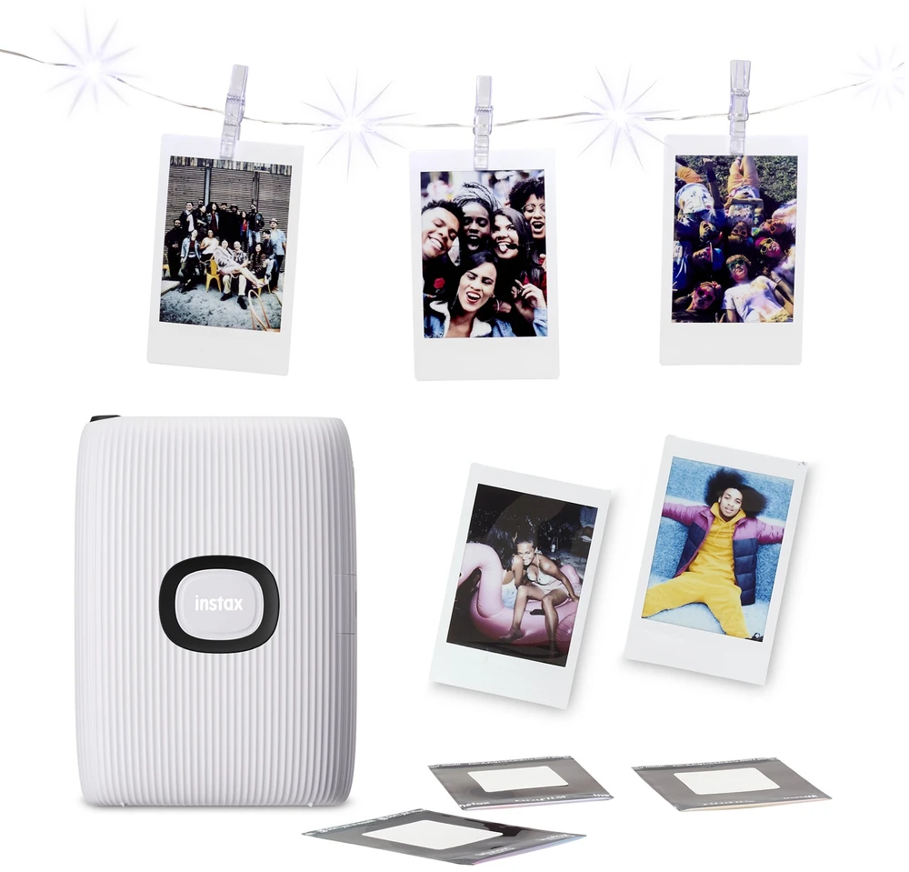„Fuji“ „Instax Mini Link 2“ su LED šviesos girlianda – molio baltumo
