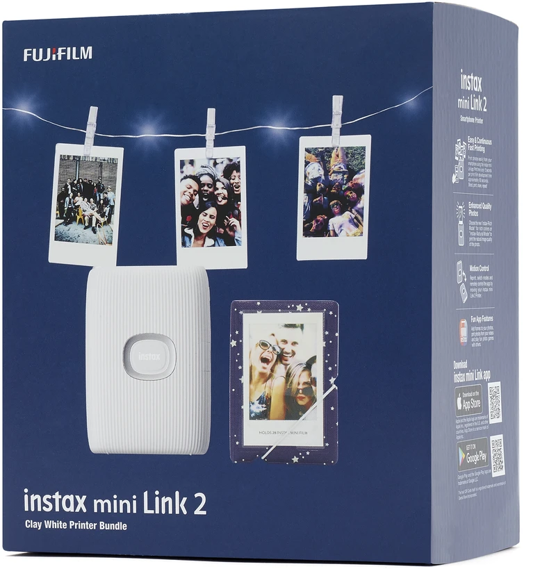 „Fuji“ „Instax Mini Link 2“ su LED šviesos girlianda – molio baltumo