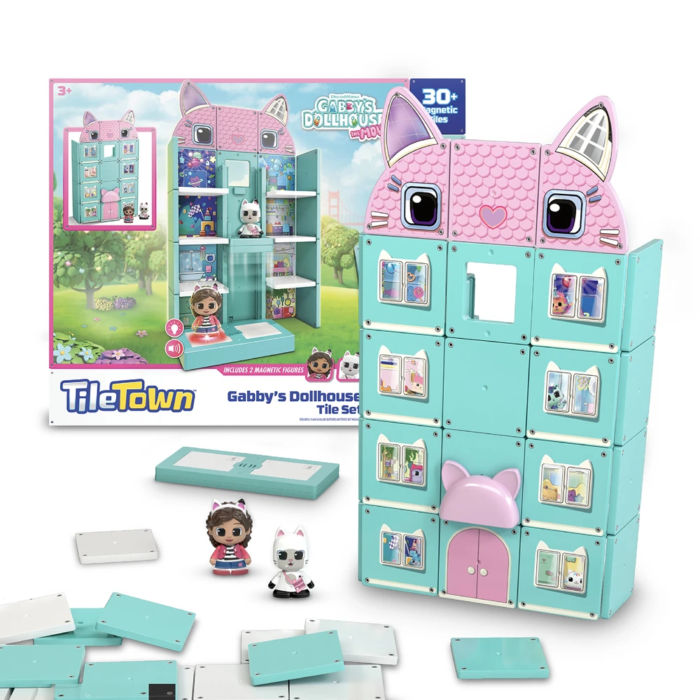 Gabby's Dollhouse Plytelių miestelis – Gabbys lėlių namelio magnetinių plytelių rinkinys (90343)