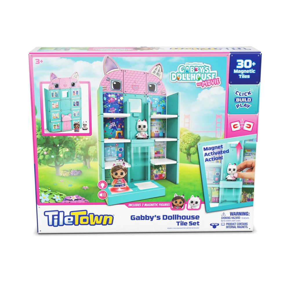Gabby's Dollhouse Plytelių miestelis – Gabbys lėlių namelio magnetinių plytelių rinkinys (90343)