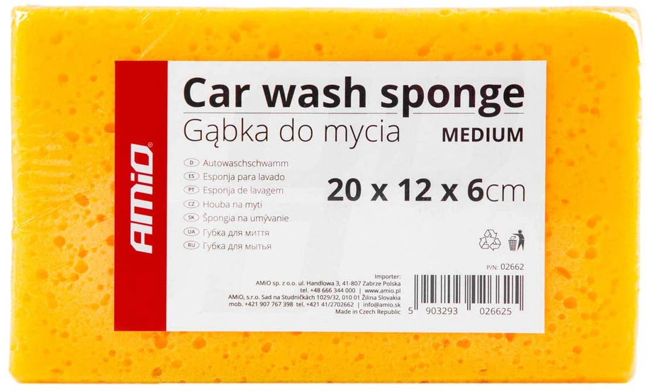 Automobilių plovimo kempinė, vidutinė, 20 x 12 x 6 cm, amio-02662
