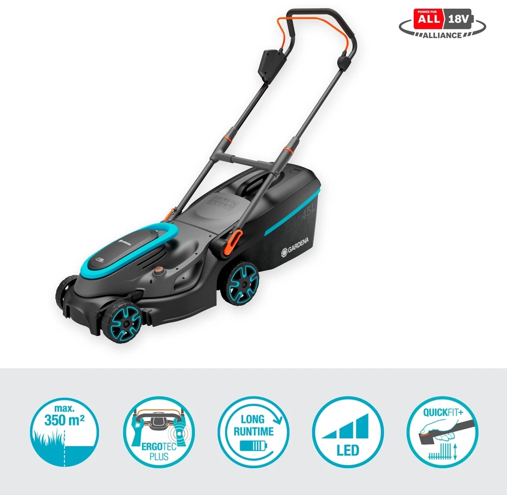 Gardena Akumuliatorinės vejapjovės PowerMax 37/36V P4A rinkinys