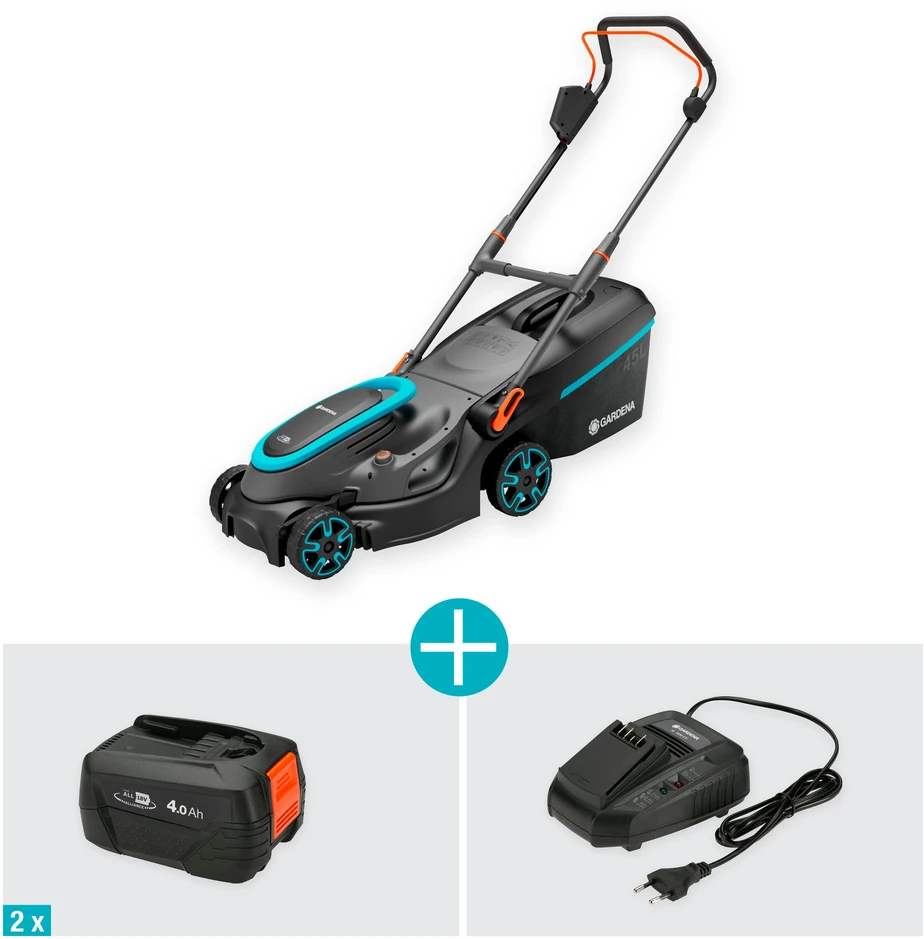 Gardena Akumuliatorinės vejapjovės PowerMax 37/36V P4A rinkinys