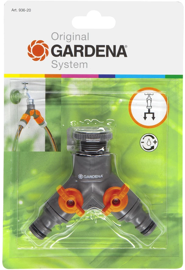 Gardena – dvikryptis vožtuvas – 26,5 mm (G 3/4 colio) ir 21 mm (G 1/2 colio) sriegis – su adapteriu