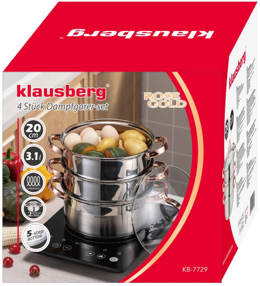 Klausberg Puodas Garinimo puodas 4 guobos, 20 cm, 3,1 l kb-7729