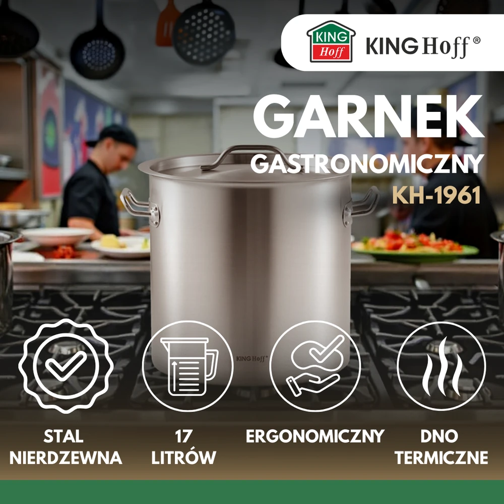 Garnek Puodas Gastronorm puodas, nerūdijantis plienas, skersmuo 28cm, 17l, kinghoff, kh-1961