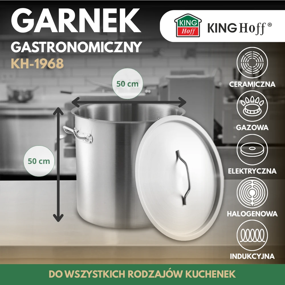 King Hoff Puodas Gastronorm puodas, nerūdijantis plienas, skersmuo 50cm, 98l, kinghoff, kh-1968