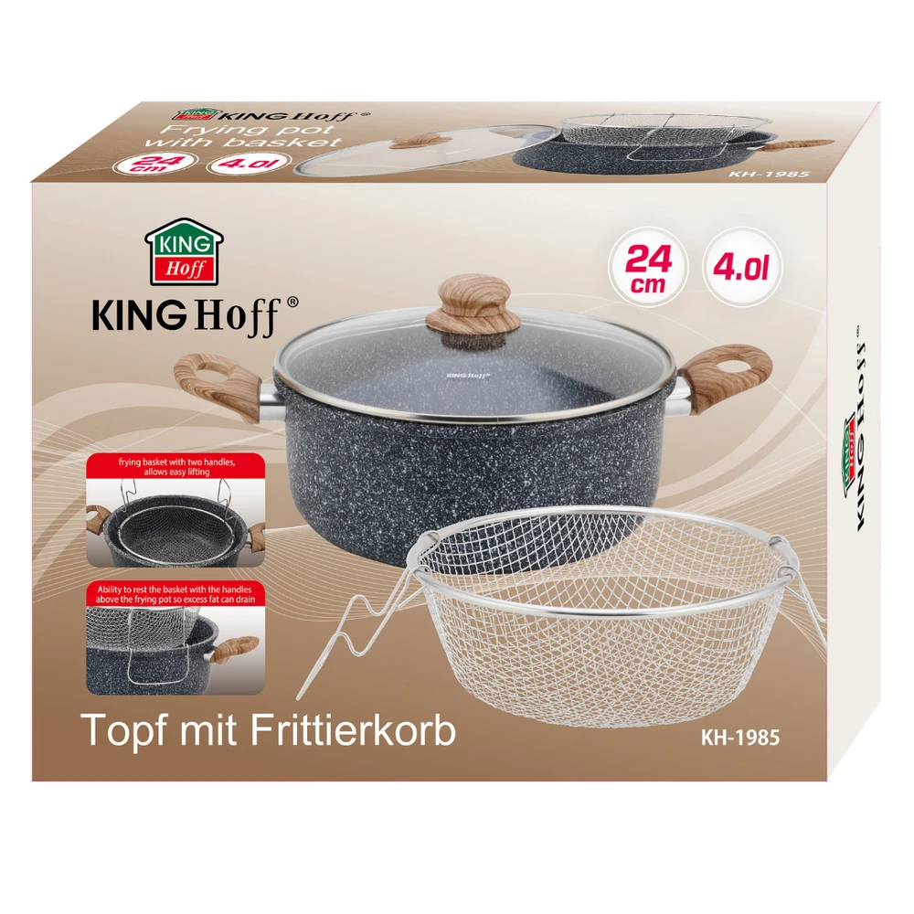 Garnek Puodas Keptuvė 24 cm / 4 l su krepšeliu ir dangčiu, kinghoff kh-1985