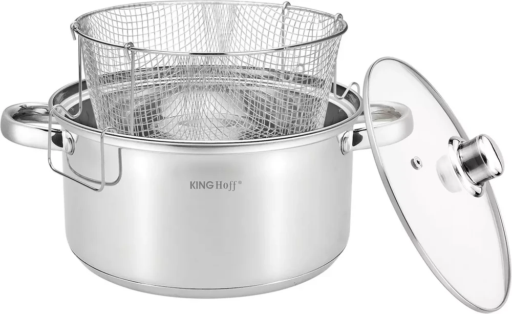 King Hoff Puodas Kinghoff puodas su kepimo krepšeliu, plieno, 24 cm skersmens, 5,5 l talpos