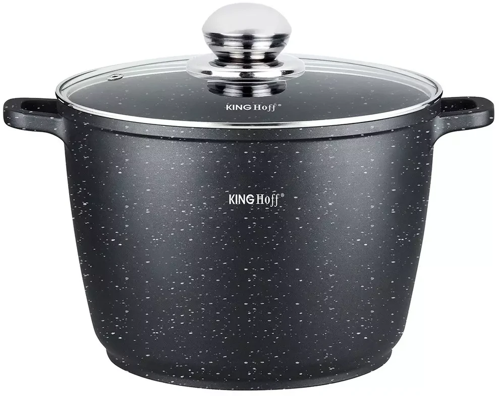 King Hoff Puodas Puodas su marmurine danga, 24 cm skersmens, 6,2 l talpos, juodas, „Kinghoff“