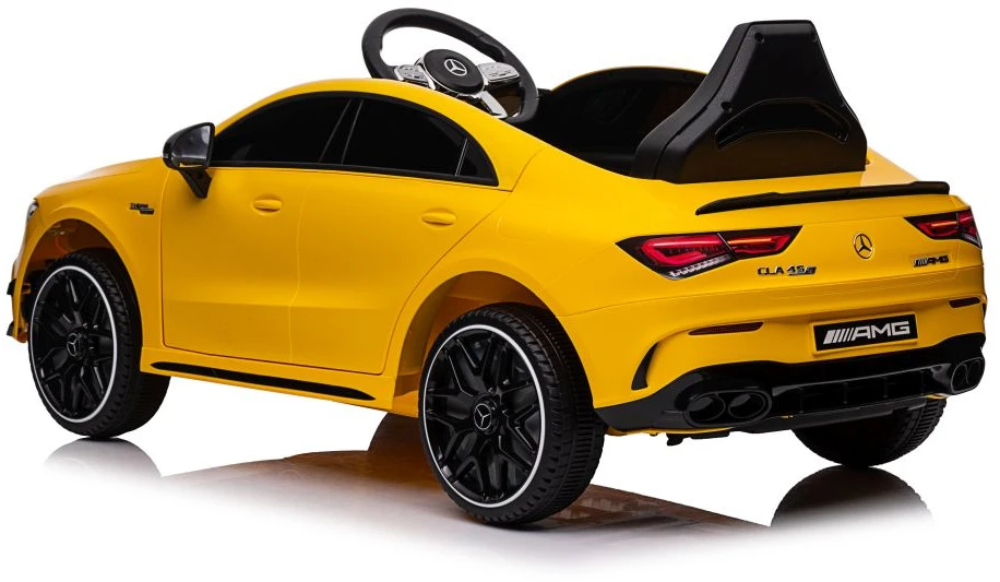 Lean Cars Vienvietis elektromobilis vaikams Mercedes CLA 45s AMG, geltonas