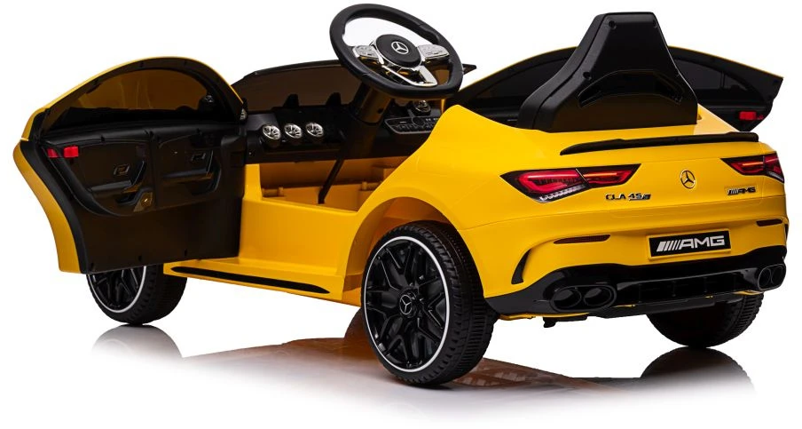 Lean Cars Vienvietis elektromobilis vaikams Mercedes CLA 45s AMG, geltonas