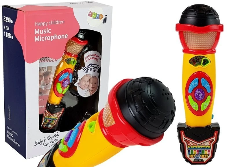 Vaikiškas karaoke mikrofonas su garso ir šviesos efektais