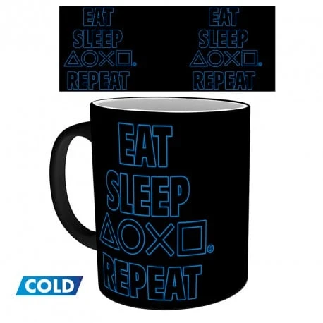 Abysse Gb Eye PLAYSTATION Eat Sleep Repeat puodelis | Reaguojantis į karštį
