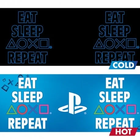 Abysse Gb Eye PLAYSTATION Eat Sleep Repeat puodelis | Reaguojantis į karštį