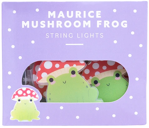 Gertuvė Fizz Creations Maurice'o grybo ir varlės formos švieselių girlianda – žalia, raudona, balta