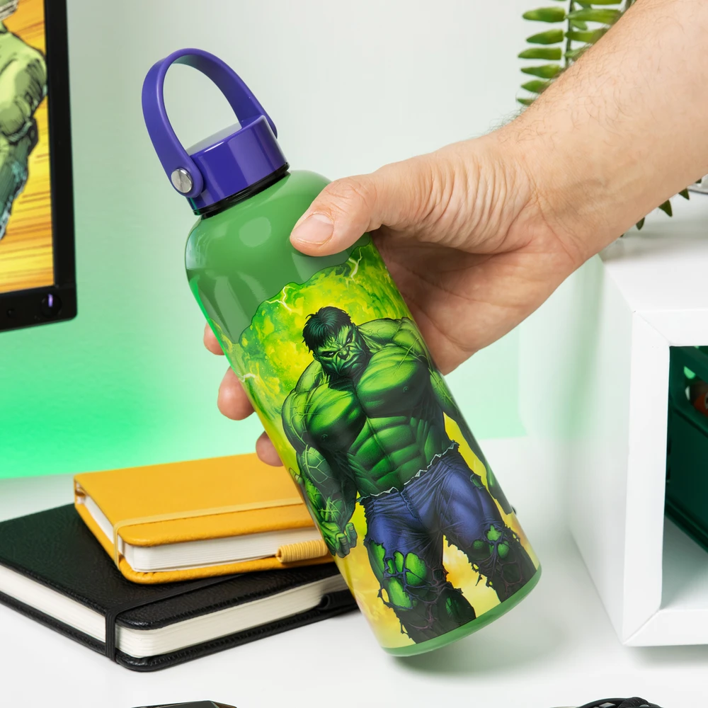 Gertuvė Paladone „Marvel“ – Hulk metalinis vandens butelis su nešiojimo kilpa