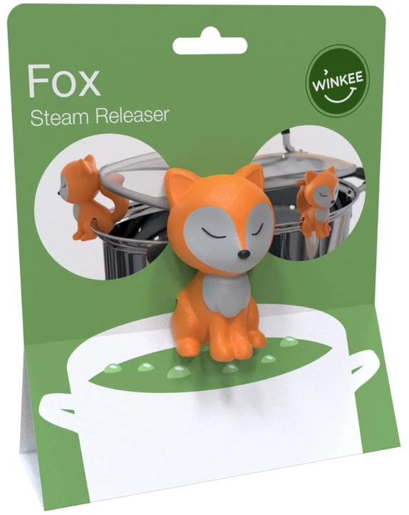Gertuvė „Winkee“ – puodo dangčio laikiklis – „Fox“ garų išleidimo funkcija – oranžinė ir pilka