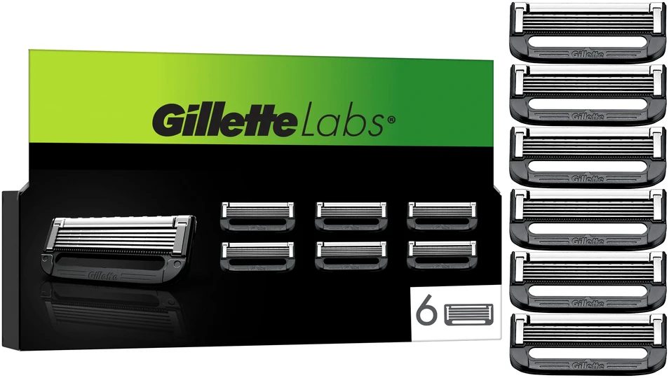 „Gillette“ – „GilletteLabs“ skutimosi peiliukai – žali/juodi – 6 vnt.