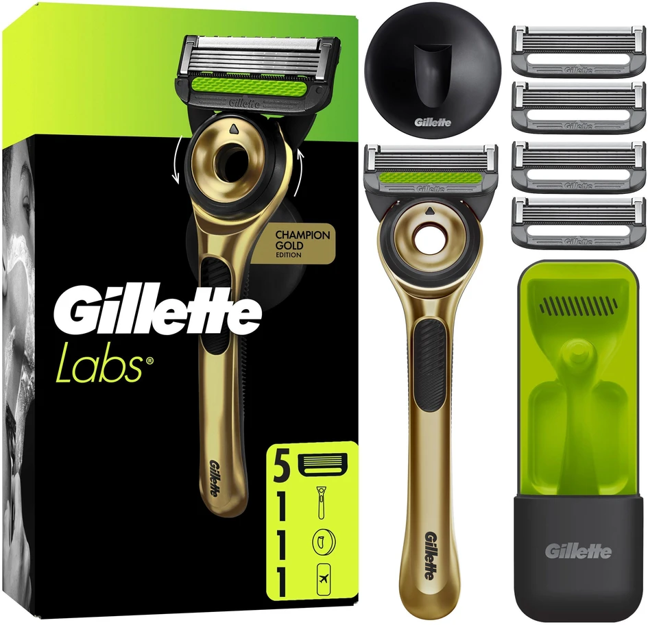 „Gillette Labs“ skustuvas su šveičiamąja juostele, „Champion Gold Edition“, žalias/juodas