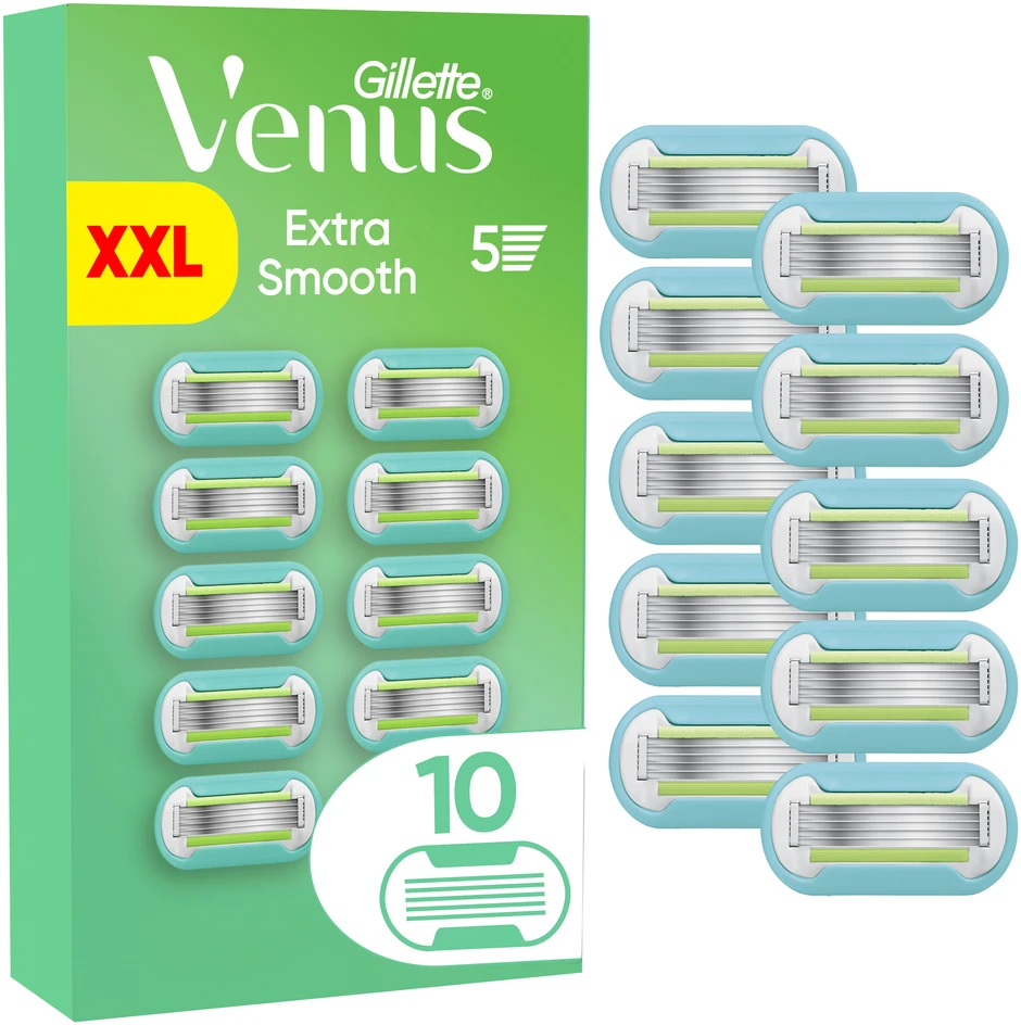 „Gillette Venus Extra Smooth“ skustuvo peiliukai – žali/balti – 10 vnt.