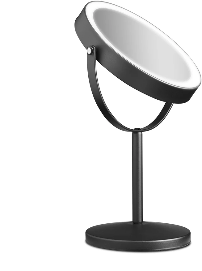 Gillian Jones - Įkraunamas LED stalo veidrodis su 10 kartų didinimu ir USB-C - Matinės juodos spalvos - P21,5 x A35 x G13,5 cm