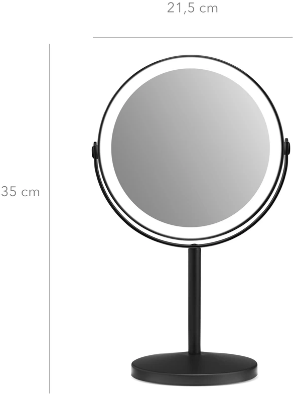 Gillian Jones - Įkraunamas LED stalo veidrodis su 10 kartų didinimu ir USB-C - Matinės juodos spalvos - P21,5 x A35 x G13,5 cm