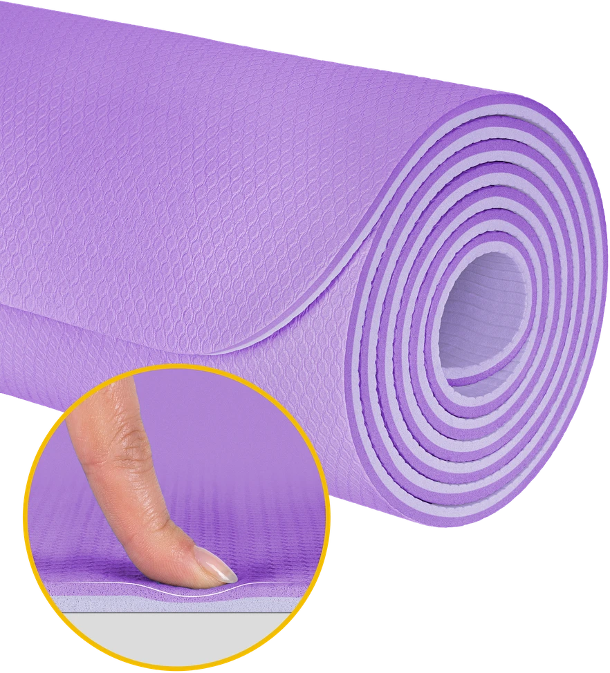 Mata Gimnastikos kilimėlis jogai, pilatesui, fitnesui, 183x61cm, 6mm storio, TPE medžiaga, violetinė, REBEL ACTIVE