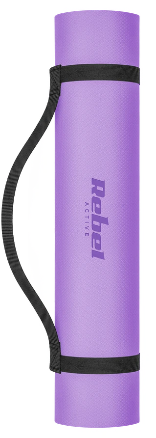 Mata Gimnastikos kilimėlis jogai, pilatesui, fitnesui, 183x61cm, 6mm storio, TPE medžiaga, violetinė, REBEL ACTIVE