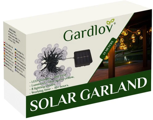 Gardlov Lempučių girlianda su saulės baterija 12m IP65